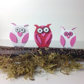 Groepje van drie foam-uilen