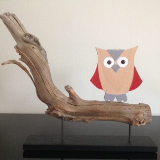 Houten uil (grijs, rood)