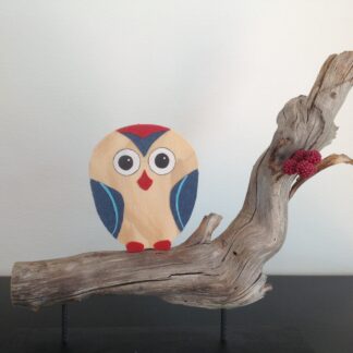 Houten uil (rood, donkerblauw)