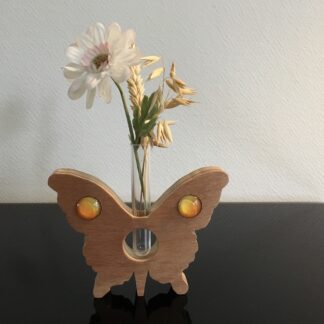 Vlinder(vaasje) met cabochons in geel/oranje tinten