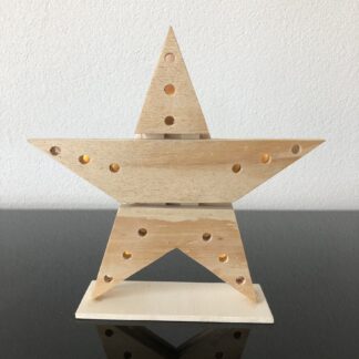 Gestileerde houten ster met ledverlichting