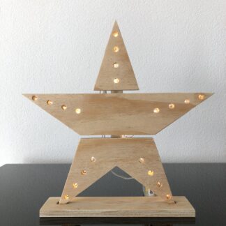Gestileerde houten ster met ledverlichting