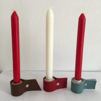 Kaarsenstandaard met leer