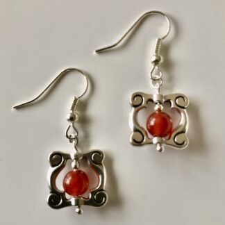 Oorbellen met carneool in frame