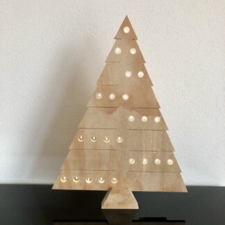 Houten kerstboom met warm witte draadled verlichting (40cm)