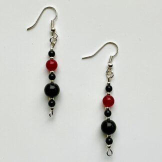 Oorbellen met 1 kraal carneool en 4 kralen agaat