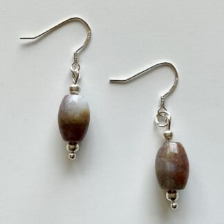 Oorbellen met agaat 1 kraal (nr. 3)