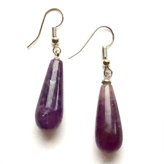 Oorbellen met paarse amethist (kegelvormig)