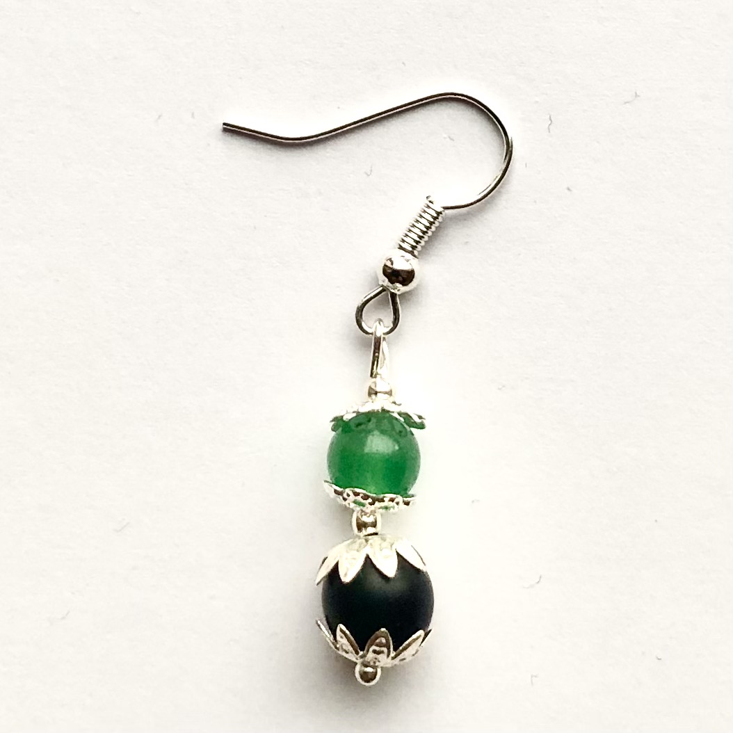 Oorbellen met groene jade en onyx - Afbeelding 2