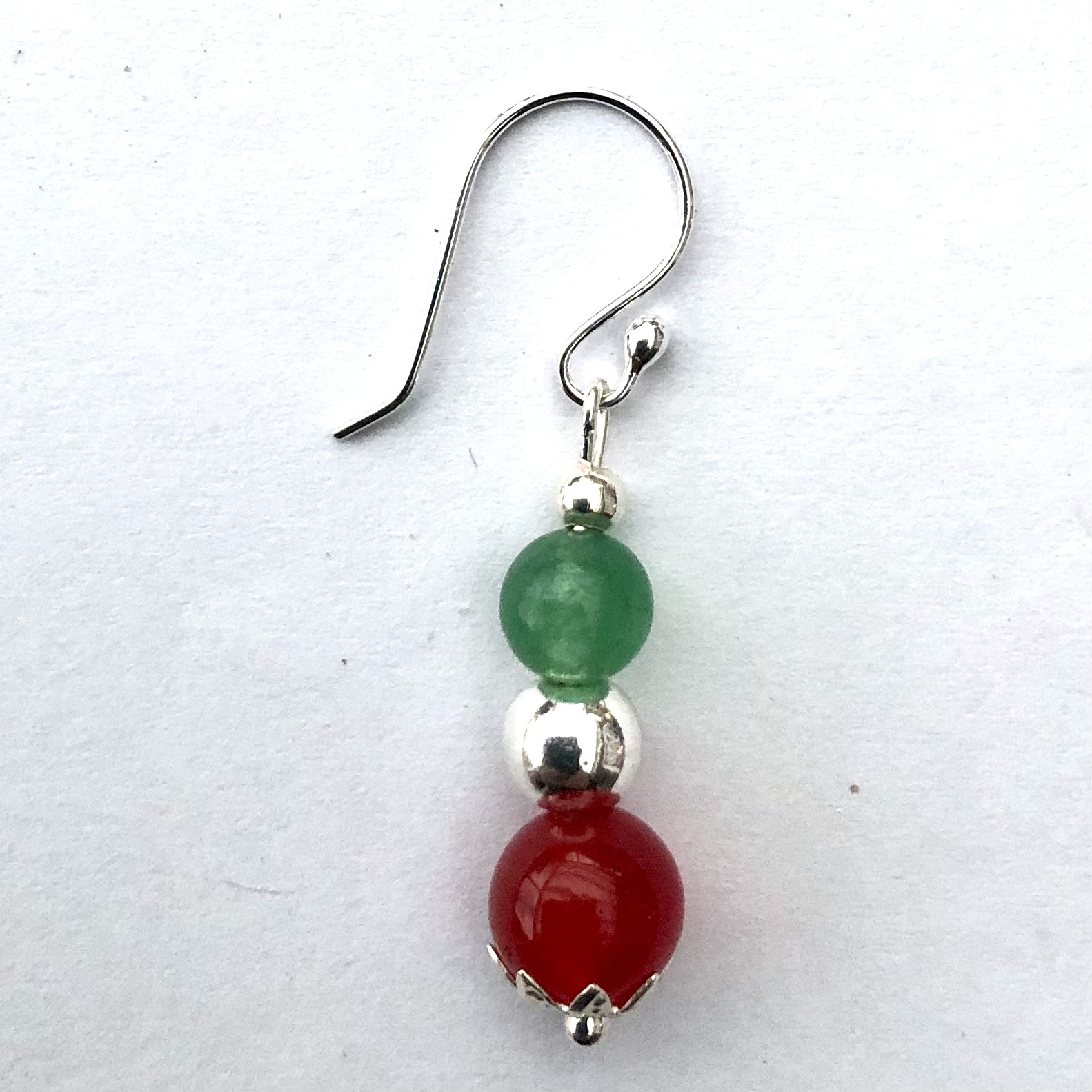 (Kerst)oorbellen met groene en rode jade - Afbeelding 2