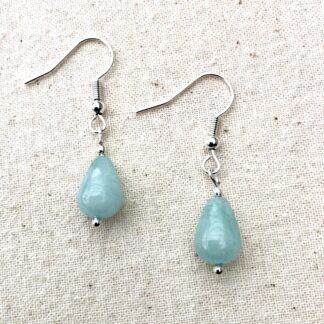 Oorbellen met amazoniet (druppelvorm)