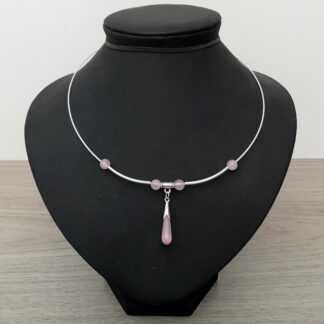 Spang met roze opaliet en kwarts