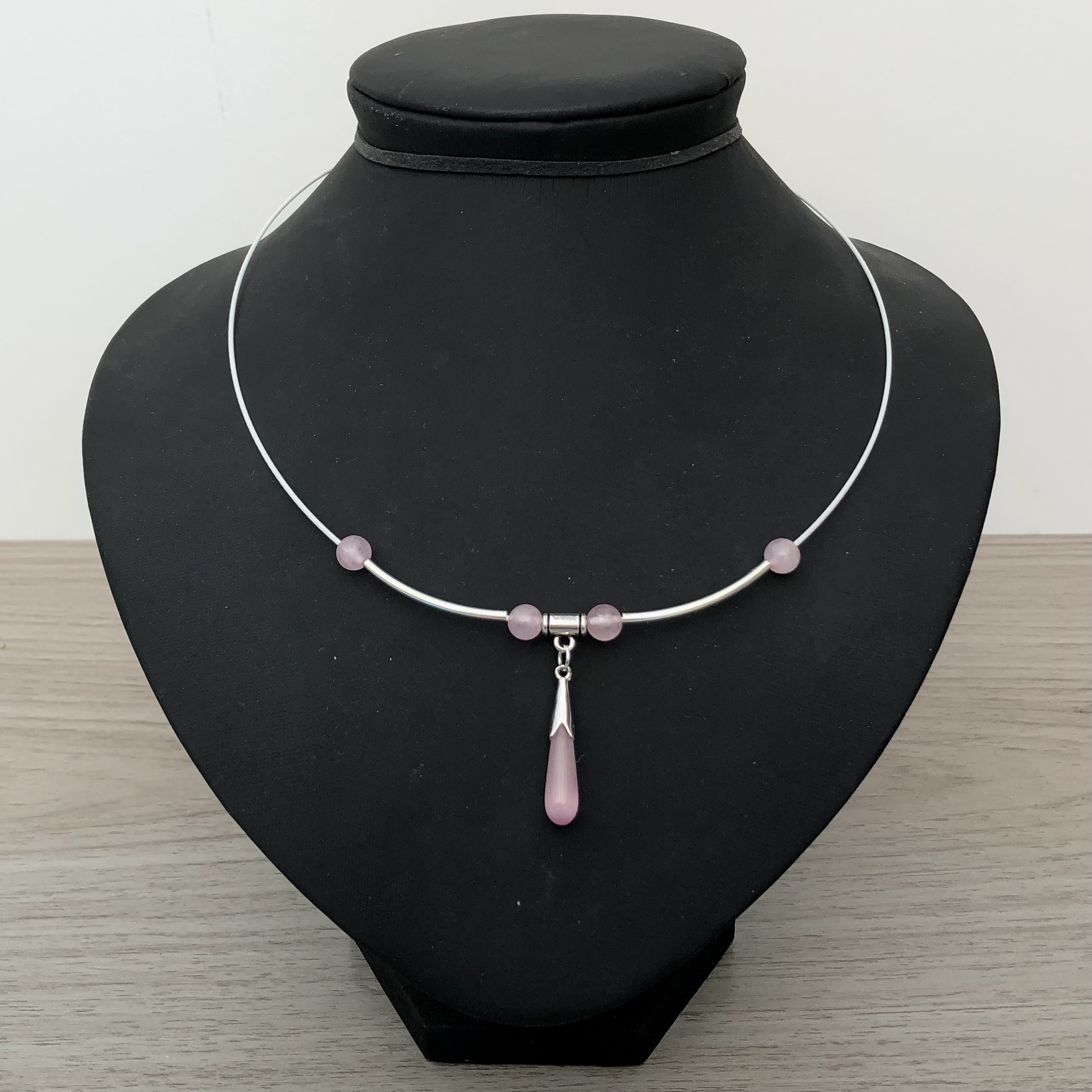 Spang met roze opaliet en kwarts